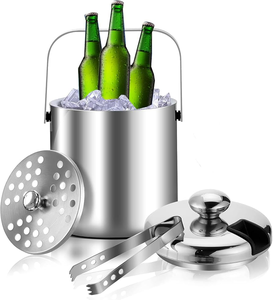 Cubetas de Hielo de Acero Inoxidable, Contenedor para Cubos de Hielo, Estilo Moderno, Precio Competitivo, Cubeta de Hielo de Doble Pared de Acero Inoxidable para Mesa - Product Image 1