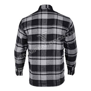 เสื้อเชิ้ตผ้าฟลานเนลสำหรับผู้ชาย ผ้าฝ้าย 100% ย้อมเส้นด้ายสำหรับฤดูหนาว สไตล์ลำลองสำหรับขี่มอเตอร์ไซค์  บุซับใน CE พร้อมใยอะรามิด ป้องกันรอยยับและระบายอากาศได้ดี - Product Image 2