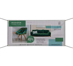 Lona de malla de vinilo impresa personalizada para publicidad exterior, pancarta flexible de PVC con ojales, resistente al viento y a los rayos UV. - Product Image 1