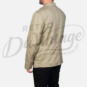 Blazer de Algodón Beige Premium para Hombre, Corte Entallado, Ligero, Informal, Deportivo, Profesional, Transpirable, Chaqueta de Verano - Product Image 2