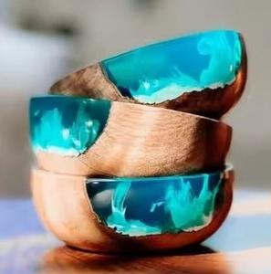 Elegant BPA Free Eco-Friendly Epoxy Resin Acacia Wood <b>Bowl</b> Handcrafted <b>Wooden</b> Base Smooth Resin Coating for Premium Table - Product Image 4