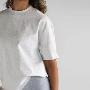 Custom Wear Oversized Fit Boyfriend 100%Premium Cotton Green High Neck T Shirt for Women Hot Sale Breathable Cheap Price - Product Image 4