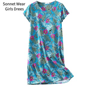 Robe de nuit pour filles, mignonne, 100% coton, manches courtes - Product Image 6