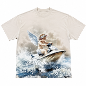 T-shirt personnalisé surdimensionné imprimé DTG, style vintage, look streetwear, manches courtes, jersey de coton, unisexe. - Product Image 1