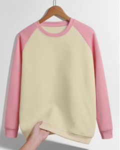 Women's Color Block Full Sleeve Fleece Crew Neck Casual Winter Top Eco-Friendly Polyester/Cotton Breathable Pink Beige - Product Image 2