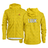 Veste coupe-vent à capuche personnalisée avec impression intégrale par sublimation pour hommes, séchage rapide, respirante, vêtements de sport d'extérieur, usine OEM