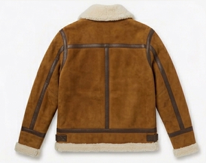 Blouson Bomber Homme en Cuir Véritable Premium avec Fermeture Éclair, Doublure Douce en Fausse Fourrure Polyester, Chaleur Hivernale, Style Streetwear, Séchage Rapide - Product Image 2