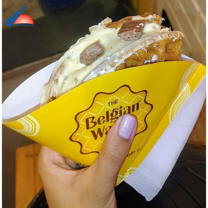 Pochette en papier gaufré triangulaire écologique avec impression de logo |   Emballage alimentaire résistant à la chaleur pour les restaurants de rue - Product Image 1