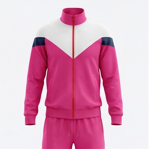 Survêtement unisexe color block à manches longues avec fermeture éclair et col montant, vêtement de sport décontracté pour adulte, en mélange polyester-coton, coupe classique, idéal pour le printemps. - Product Image 1