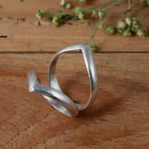 Handmade 925 Sterling <b>Silver</b> Arthritis Splint <b>Ring</b> Minimalist Polished Chevron V Design <b>Adjustable</b> Joint Support - Product Image 4