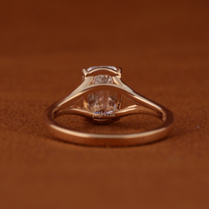 แหวนเพชรเม็ดเดี่ยวทรงอาโชก้า ทองคำแท้ 14K หรูหรา พร้อมใบรับรอง IGI แหวนหมั้นแบบแยกก้าน - Product Image 4