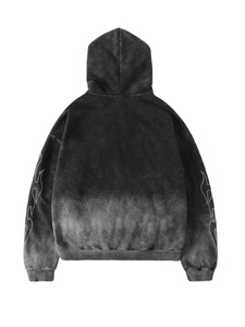Sweat à capuche en polaire avec strass et lavage à l'acide pour une tenue de course décontractée et confortable ou une tenue quotidienne de streetwear décontractée - Product Image 3