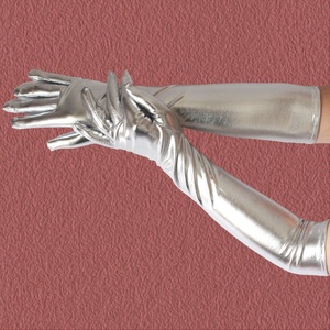 Gants de soirée pour femmes, en cuir doré argenté, longs, métalliques, pour spectacle sur scène, performance, danse, accessoires de costume - Product Image 3