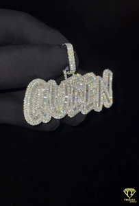 จี้ตัวอักษร "QUEEN" สุดหรู พร้อมเพชรโมอิสซาไนต์ สร้อยคิวบัน สไตล์ฮิปฮอป - Product Image 2