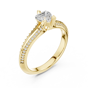 Anillo de compromiso de oro de 14K y 18K con diamante cultivado en laboratorio de talla corazón, solitario de vástago dividido de 0.85Ct DEFVVS, banda pavé de tres puntas, ODM - Product Image 3