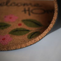 Bloom Welcome Home Blumenmuster Kokos-Fußmatte mit PVC-Rückseite Bedruckte Kokos-Türmatte Designer-Eingangsmatte Naturfaser Heimdekoration