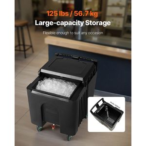 Attrezzatura di Refrigerazione per Cucine Commerciali, Carrello Portaghiaccio Portatile da 125 Libbre, 4 Ruote, 31,5 X 22,8 X 29 Pollici, Contenitore Isolato per Ghiaccio - Product Image 2