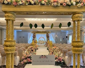 ชุดมณฑปแต่งงานแบบอินเดียใต้ มานดาปามสีทองสำหรับงานแต่งงาน มานดาปามแบบฮินดูที่สามารถปรับแต่งได้ พร้อมเสาแกะสลัก ชิคาโก - Product Image 6