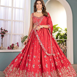 Lehenga Choli Traditional Design Party Wedding Diwali Occasions Recycled Materials Sun Protection Quick Dry Chinon Regular Fit - Product Image 1