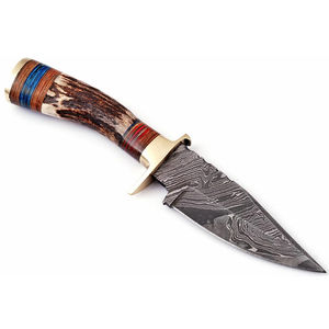 Couteau à lame fixe en acier Damas de qualité supérieure pour la survie en plein air, avec manche en bois, personnalisable OEM pour la chasse - Product Image 5