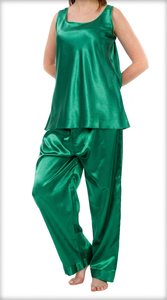 Conjunto de Pijama Informal de Satén para Mujer, con Cintura Elástica, Sin Mangas, Elegante, para Primavera, Verano y Otoño - Product Image 3