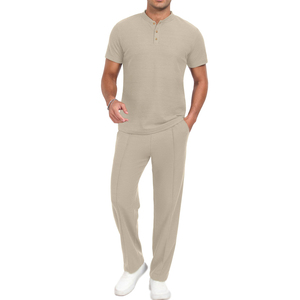 Conjunto Deportivo Casual de Verano para Hombre, de Alta Calidad, 100% Algodón, Transpirable, Ligero, Tejido Suave, Proveedor Directo de Fábrica, Venta al Por Mayor - Product Image 5