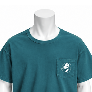 T-shirt délavé vert sarcelle avec poche poitrine, coupe ample et oversize, en coton délavé, manches courtes, style streetwear décontracté pour le quotidien - Product Image 3