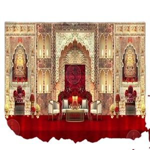 Carved Wooden Mirror Wedding Stage Decoration Elegant for Special Occasions - Product Image 1