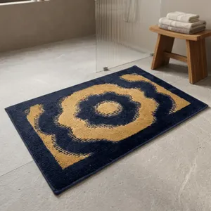 Tapis de sol en microfibre tissée lavable de qualité supérieure 1200 GSM, bleu beige, texture ondulée, pour portes d'entrée, couloirs, chambres, salons - Product Image 3