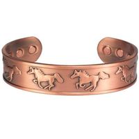 Pulseras de Moda Geométricas Magnéticas de Cobre Puro Hechas a Mano con Baño de Cobre Antiguo, Unisex, con Dije Martillado, Venta Directa