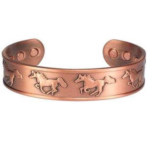 Handmade Pure <b>Copper</b> Antique <b>Copper</b> Plated Magnetic Geometric Cuff Fashion <b>Bracelets</b> Unisex Hammered Charm Direct Sale - Product Image 6