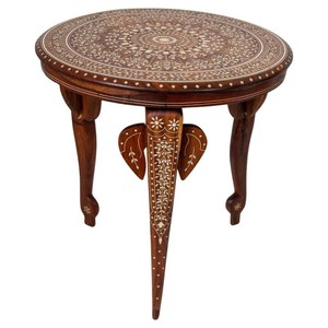 Handcrafted Wooden Side <b>Table</b> with Bone Inlay Work - Indian Artisan Wholesale - Product Image 2