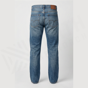 Jean en denim délavé coupe droite pour homme, taille haute, coupe régulière, en coton, style décontracté, pantalon de printemps - Product Image 2