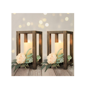 Lanterne à bougie en bois naturel écologique avec poignée en métal noir pour salon, jardin, décoration élégante pour la maison par MULTI CRAFT - Product Image 4