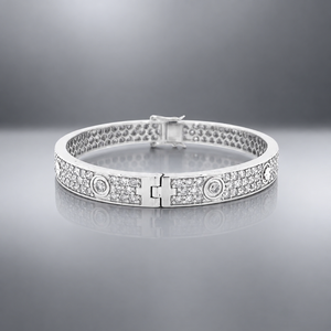 Bracelet jonc à vis en argent sterling 925 avec diamant CVD cultivé en laboratoire 5-6 carats EF VVS VS, bijoux de luxe de créateur - Product Image 1