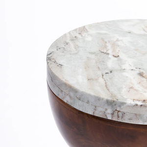 Wooden End <b>Table</b> with Elegant Design, Rustic <b>Side</b> <b>Table</b> for Home and Office Decor With Marble Top - Product Image 6