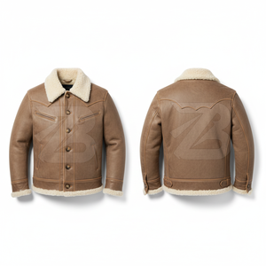 100% Top High Quality Genuine Leather <b>Jacket</b> for Men 2024 New Fashionable Plain Men Shearling Leather <b>Jackets</b> - Product Image 4
