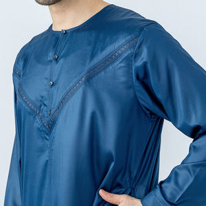Túnica Musulmana Jubba Thobe de Alta Calidad para Hombre, Informal, Larga hasta el Suelo, Manga Larga, Transpirable, Ligera, de Poliéster, en Venta - Product Image 6