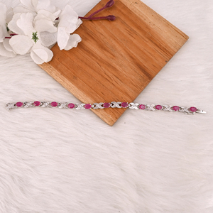 Elegant Glass Filled <b>Ruby</b> & CZ Tennis <b>Bracelet</b> in 925 Sterling Silver Handmade Luxury Gift Jewelry for Unisex - Product Image 3