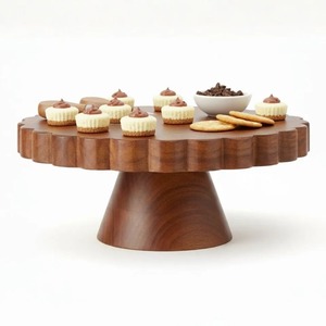 Soporte Redondo de Madera Ecológico para Pasteles, Hecho a Mano, para Exhibición de Postres en Fiestas, Bodas, Panaderías y Cafeterías - Product Image 1