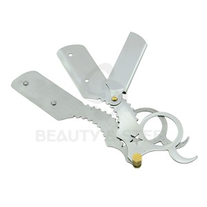Rasoir à lame unique ergonomique avec anneau de maintien en argent à découpe étoilée, système de rasage pour barbiers professionnels - Product Image 3