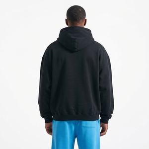 <b>Men</b> <b>Black</b> Hooded Sweatshirt Regular Fit <b>Fleece</b> Casual Pullover Front Pocket Solid Color Streetwear 100% Cotton Anti-Pilling - Product Image 3