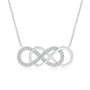 Pendentif en diamant de laboratoire taille ronde Infinity Love avec sertissage pavé en or 10K 14K 18K et argent 925 935 - Product Image 4