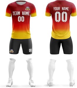 ชุดเสื้อฟุตบอลชายแบบกำหนดเอง แขนสั้น ผ้าโพลีเอสเตอร์ซับเหงื่อ พิมพ์ลายดิจิทัล ชื่อและหมายเลขทีมด้านหน้า มีไซส์พลัส - Product Image 2