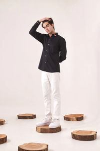 เสื้อเชิ้ตแขนยาวผู้ชาย ปักลายสุนัขจิ้งจอก สไตล์เกาหลี ทรงเข้ารูป ลำลอง ติดกระดุม ผ้าทวิลล์ ใส่ได้ทุกวัน ใส่ไปงานกลางคืน เสื้อเชิ้ตฤดูร้อน - Product Image 3