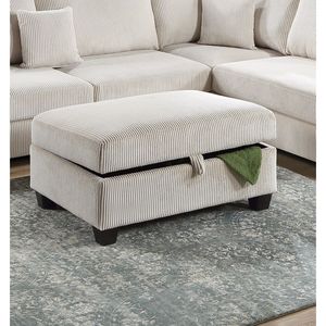 Set da Soggiorno in Velluto a Coste Avorio 3 Pezzi: Divano LAF, Chaise Longue RAF, Pouf - Divano Sezionale a L Colore Avorio - Product Image 4