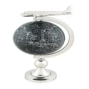 Authentic Retro World Globe Nautical Globe Modern Style Aeroplane on top metal Aluminium