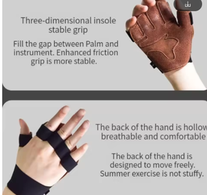 Half Finger Weight Lifting Gloves Leather Palm Adjustable Wrist Strap Gym Workout Gloves Unisex Three Colors Available - Product Image 2