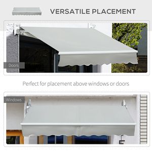 Tenda da Sole Retrattile in Alluminio con Bracci Pieghevoli 8x7 Grigia per Terrazza e Finestra - Product Image 6