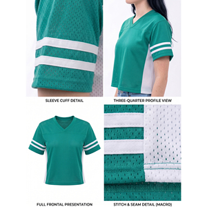 Women Quick Dry Mesh Jerseys V-Neck Mesh Jerseys Women's Cropped Football Mesh Shirts Women Sportswear Mesh Top - Product Image 6